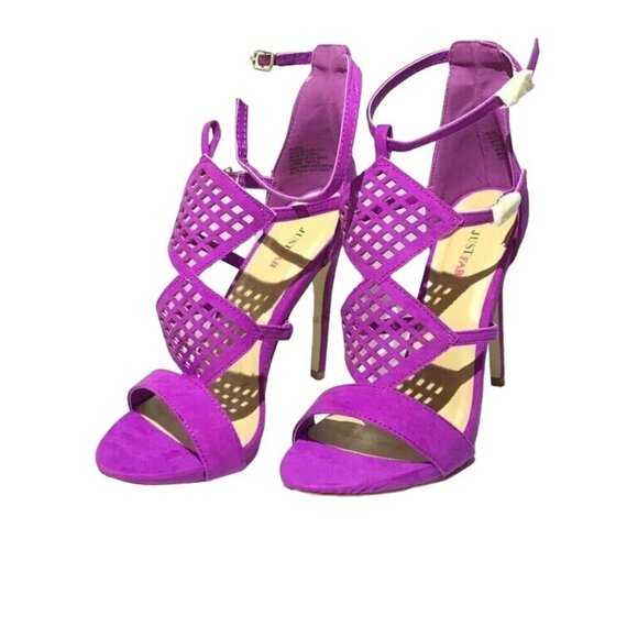 Justfab Gloria Purple Vegan Leather Laser Cut caged pumps size 8 true to size - Picture 3 of 15